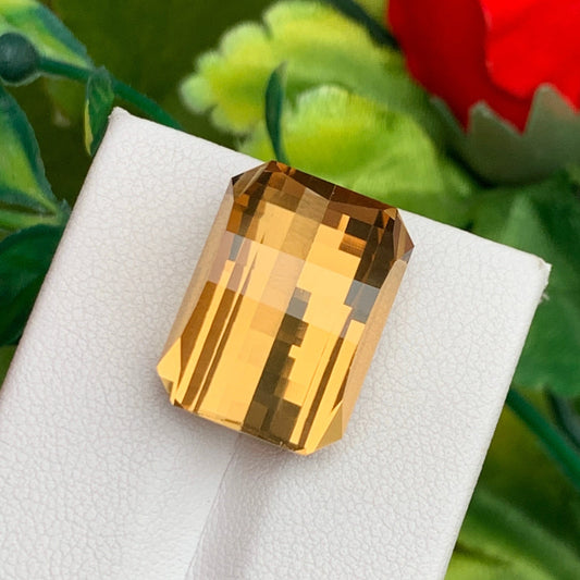 Brilliance of Natural Yellow Citrine - 18.60 Cts Pixel Cut Gemstone from Brazil