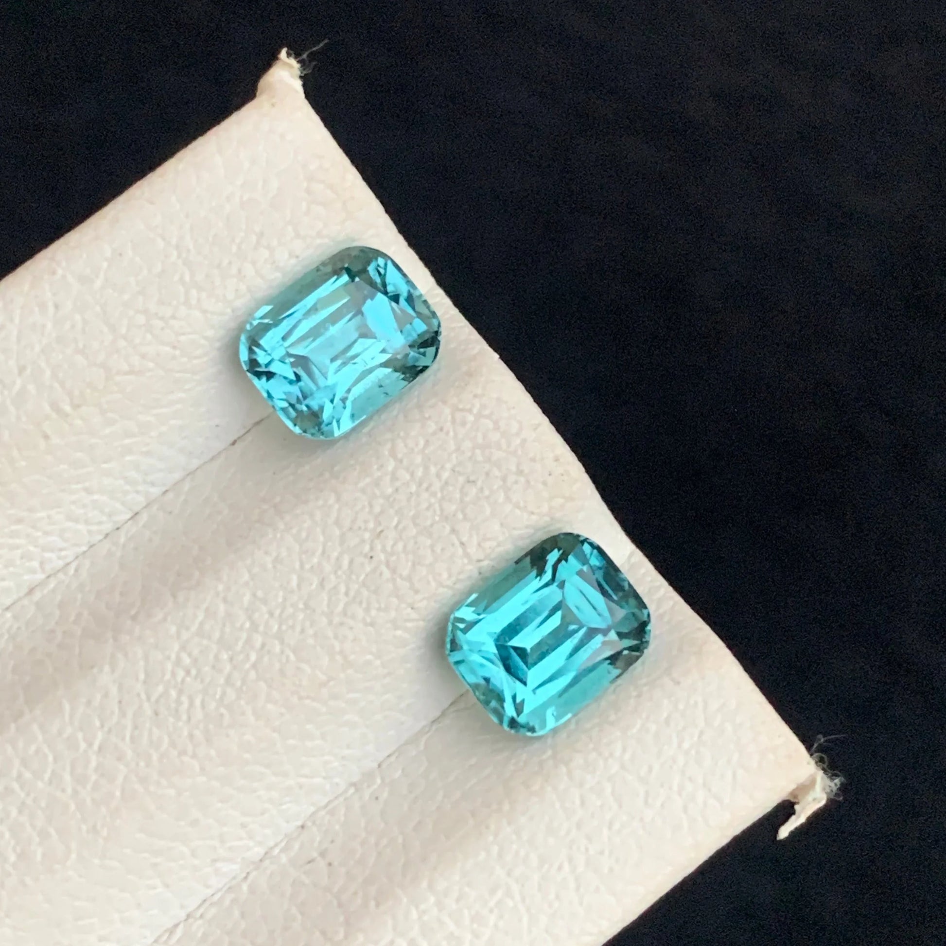 neon blue tourmaline earrings pair for sale