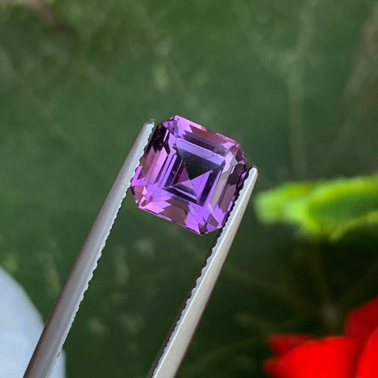 Natural Pink Purple Amethyst from Brazil - Asscher Cut 2.10 Cts Gemstone