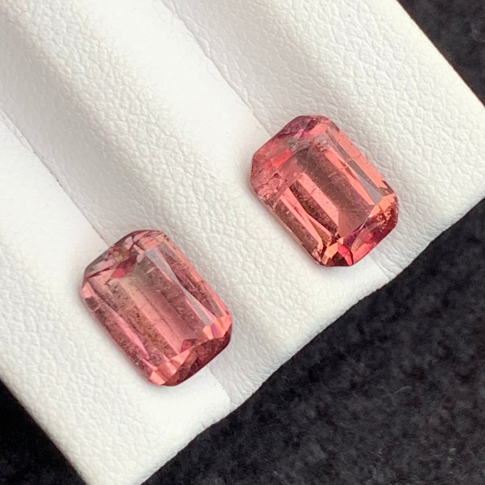 pink tourmaline pair 5.10 carats
afghan tourmaline peach color gemstones