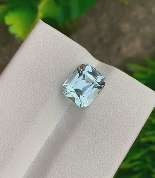 Sea Blue Aquamarine Gemstone: Cushion Cut 2.80 Cts | Meaning, Benefits & More