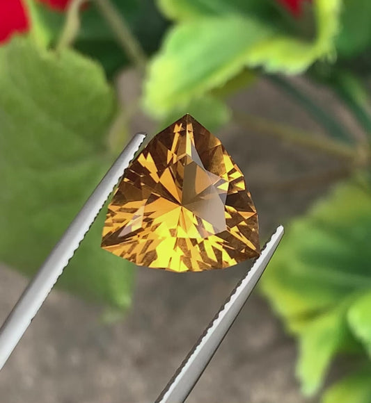 Natural Honey Brazil Citrine, Fancy Triangular Cut 6.15 Cts