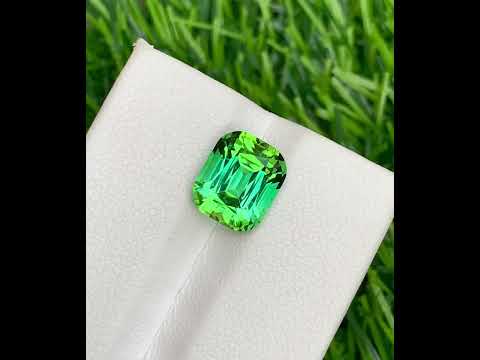 Loose Fresh Mint Green Tourmaline, Cushion Cut 3.95 Carats