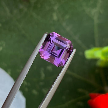 Natural Pink Purple Amethyst from Brazil - Asscher Cut 2.10 Cts Gemstone