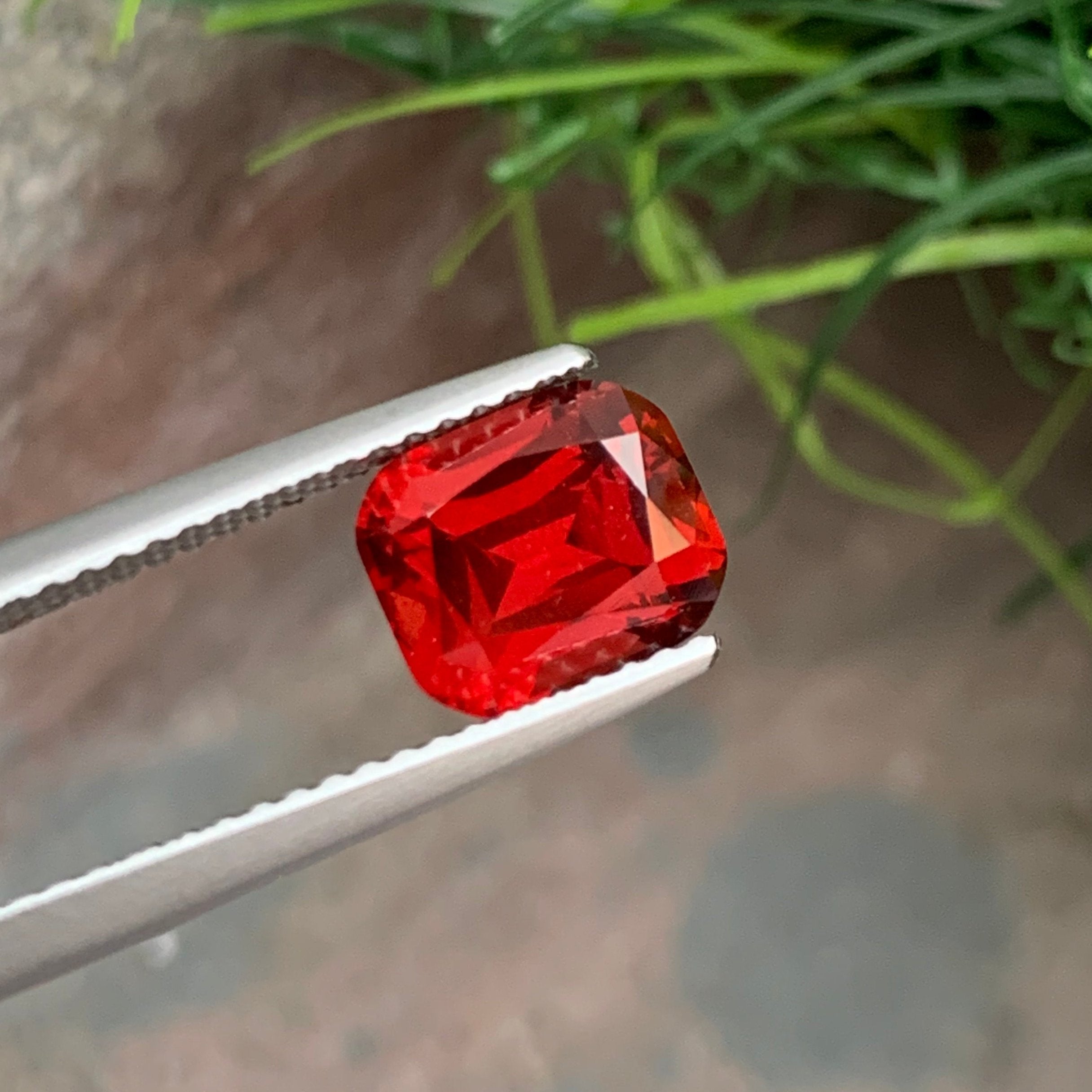 Natural 2.40 Carats Rhodolite Garnet Cushion Cut Red Gemstone Madagascar Origin