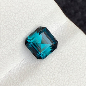Natural Ink Blue Tourmaline: Asscher Cut Gemstone 1.35 Cts