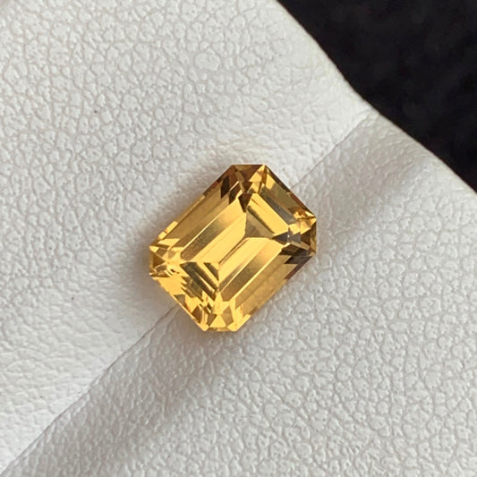 Natural Yellow Citrine - 1.55 Carats Emerald Cut Gemstone from Brazil