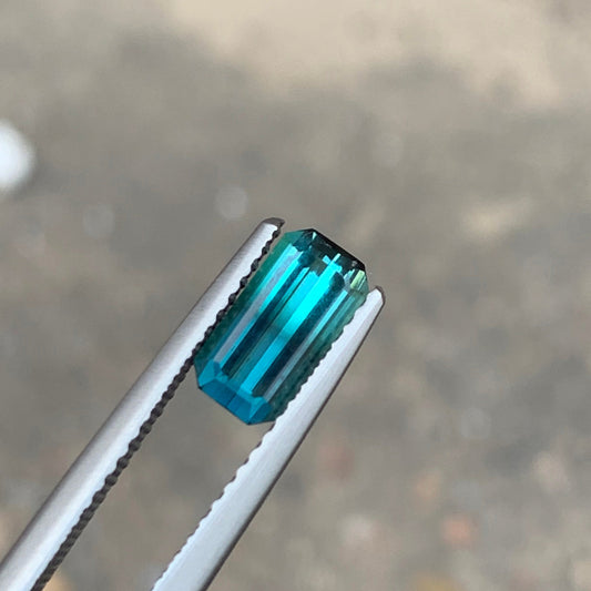 Natural Bicolor Tourmaline from Africa, Emerald Cut 1.05 Cts