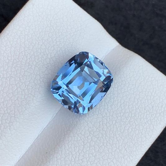 Blue Aquamarine Gemstone, Cushion Cut 4.35 Cts