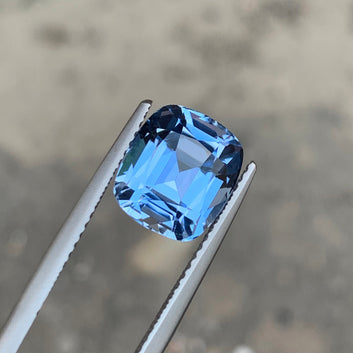 Blue Aquamarine Gemstone, Cushion Cut 4.35 Cts