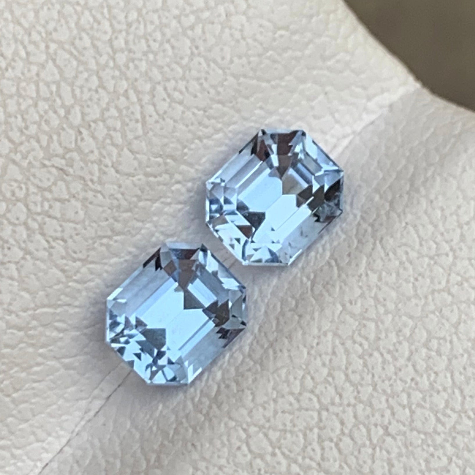 Sea Blue Aquamarine Pair for Earrings, Emerald Cut 1.10 Cts