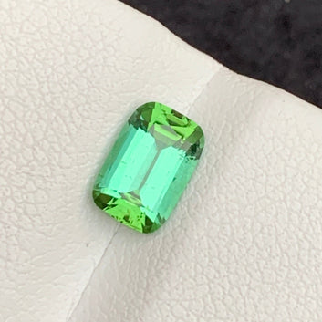 Natural Fresh Mint Green Tourmaline, Cushion Cut 1.30 Carats