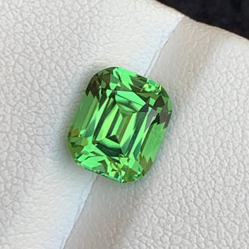 Apple Green Tourmaline, Afghan Green Tourmaline-Cushion Shape 2.65 Carats-8.51x7.10 MM