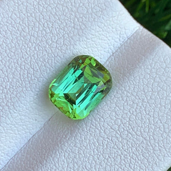 Natural Bright Mint Green Tourmaline, Cushion Cut 2.45 Carats