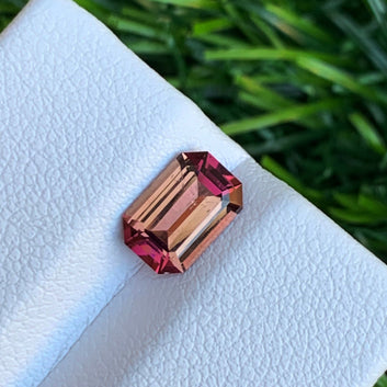 Natural Pink and Peach Tourmaline, Emerald Cut 1.20 Carats