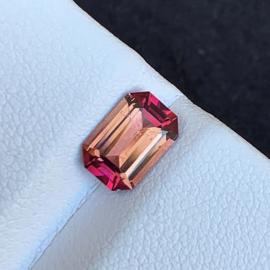 Natural Pink and Peach Tourmaline, Emerald Cut 1.20 Carats